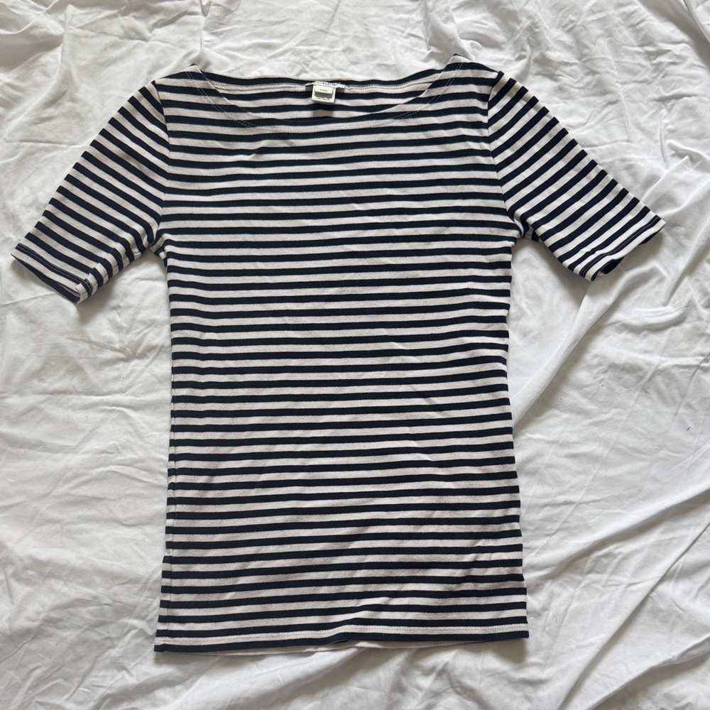 J. Crew Navy and White Striped Tee